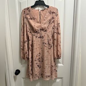 Baltic Born Pink Floral Long Sleeve Mini Dress - Size Medium